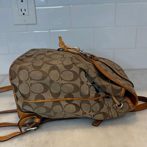 Coach Backpack Purse Handbag Vintage Y2K Jacquard Signature Logo Drawstring HTF - Picture 9 of 16